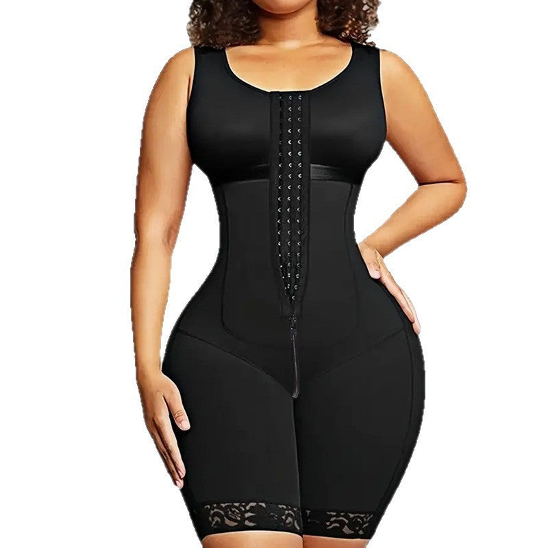 Wide Strap Hook Front Mid Thigh Shaping Bodysuit