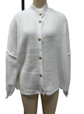 Oversized Chunky Knit Button Down Cardigan - White