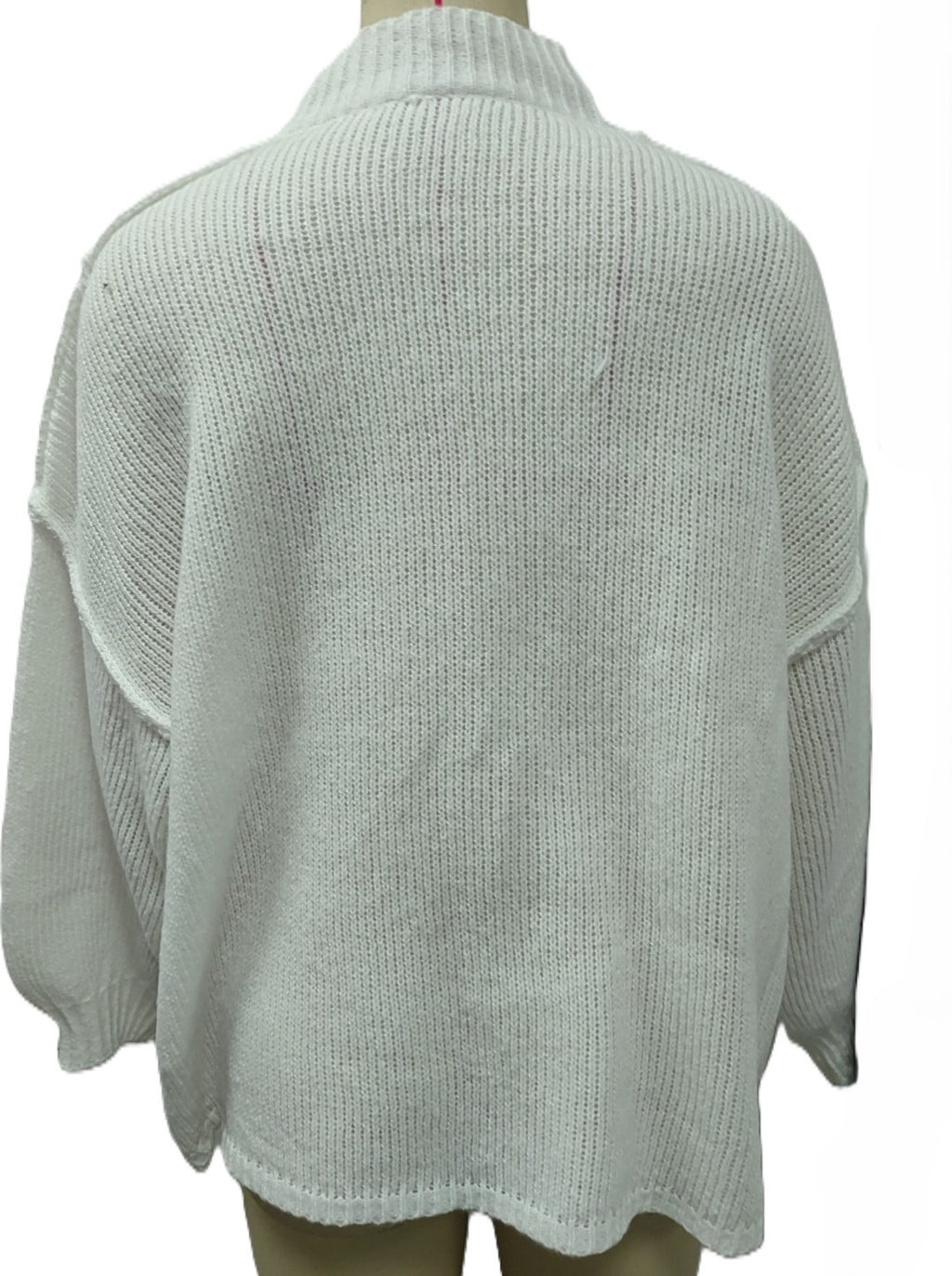 Oversized Chunky Knit Button Down Cardigan - White - 1