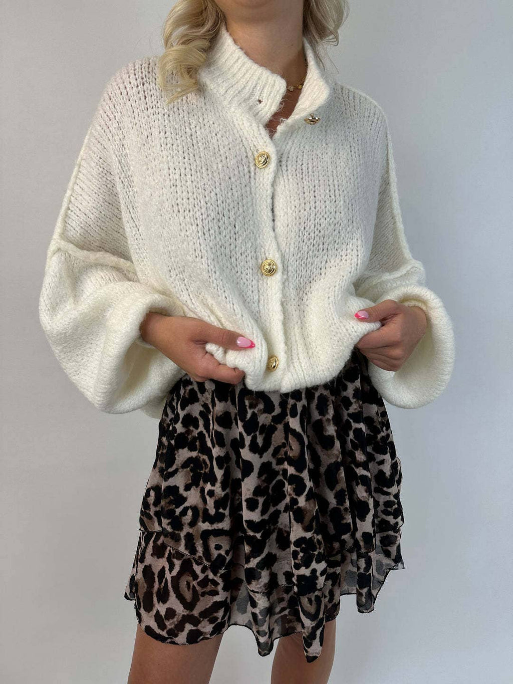 Oversized Chunky Knit Button Down Cardigan