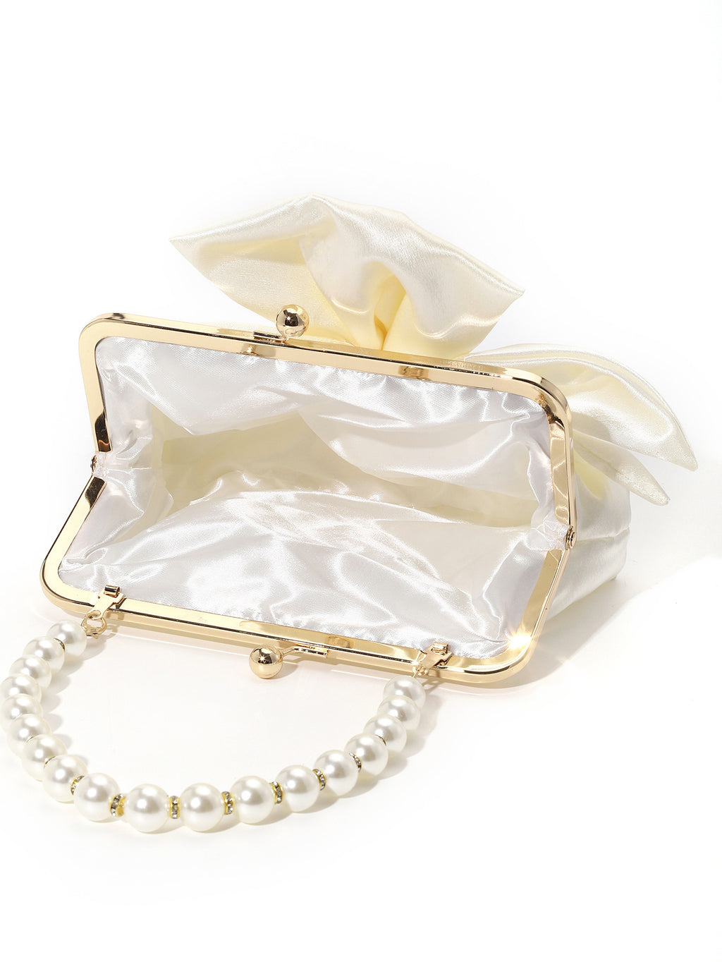 Satin Bow Pearl Handle Frame Bag - view 1