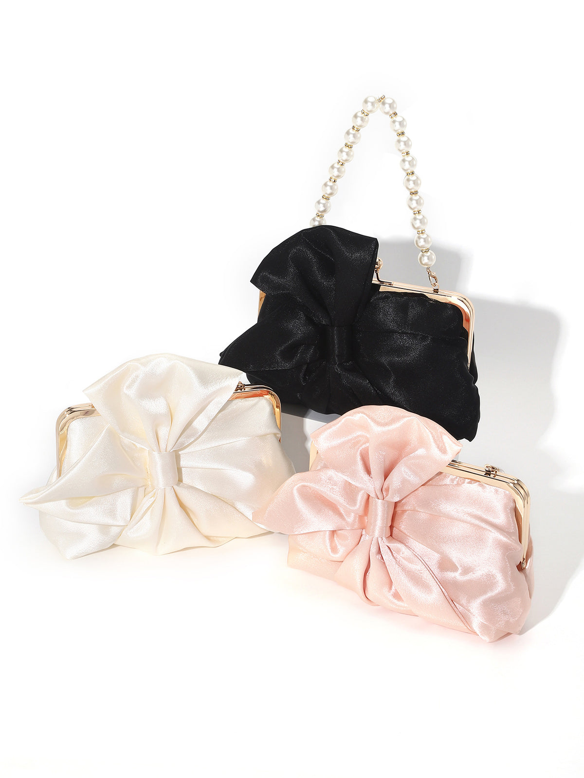 Satin Bow Pearl Handle Frame Bag - view 2