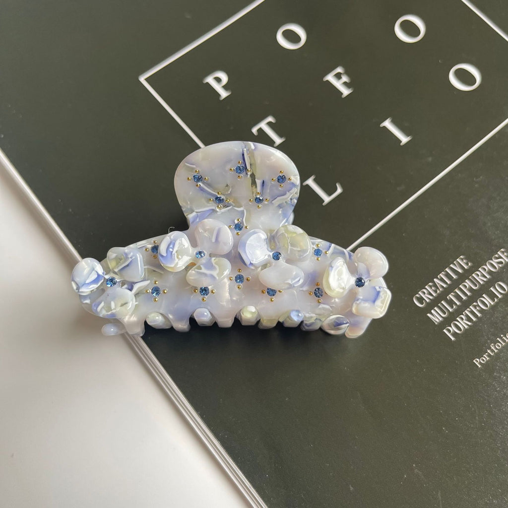 Vintage Marbled Floral Claw Hair Clip - Color_4