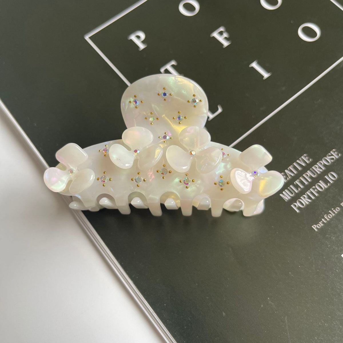 Vintage Marbled Floral Claw Hair Clip - Color_6
