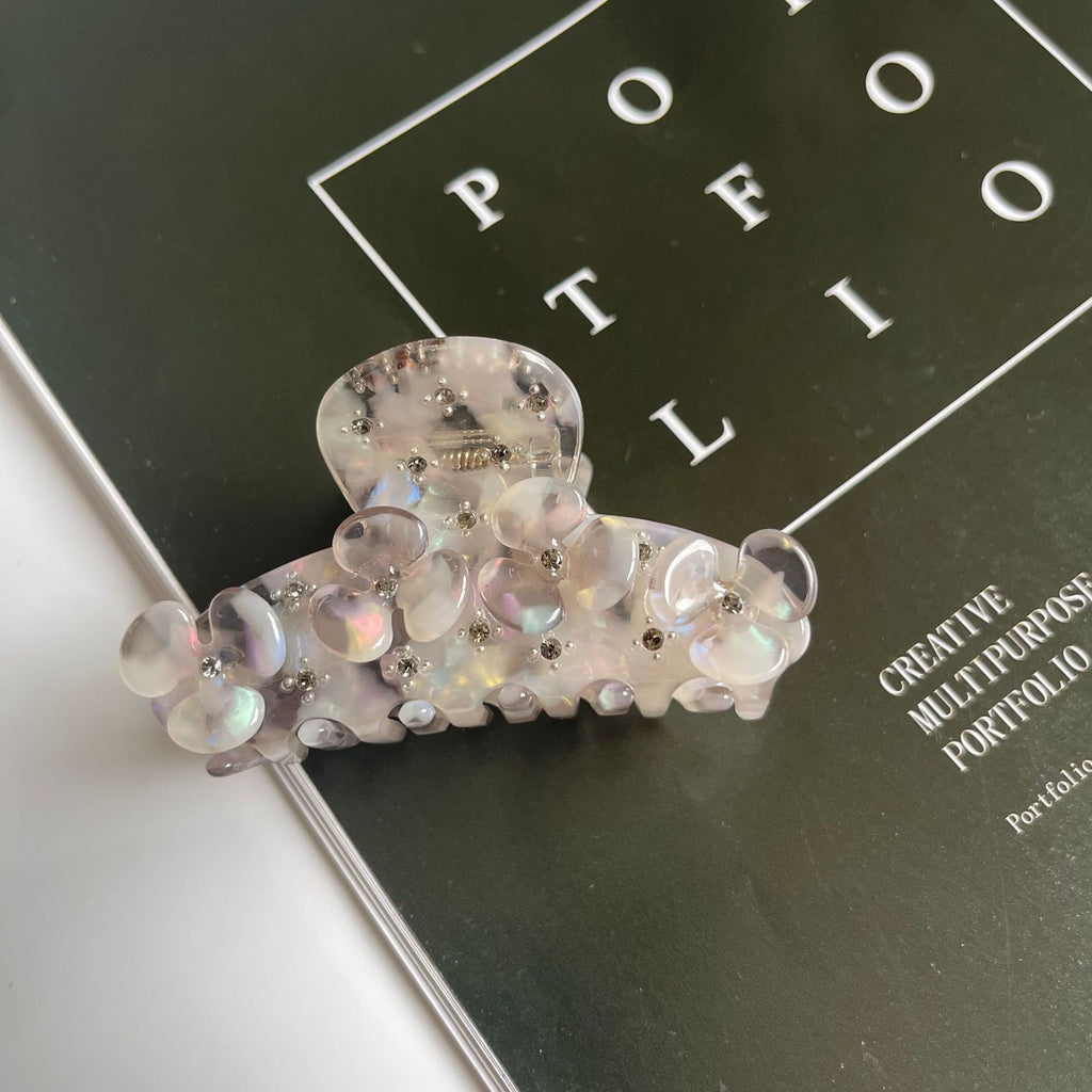 Vintage Marbled Floral Claw Hair Clip - Color_7