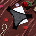 Sheer Mesh Lace Edge Low Rise Thong - Black