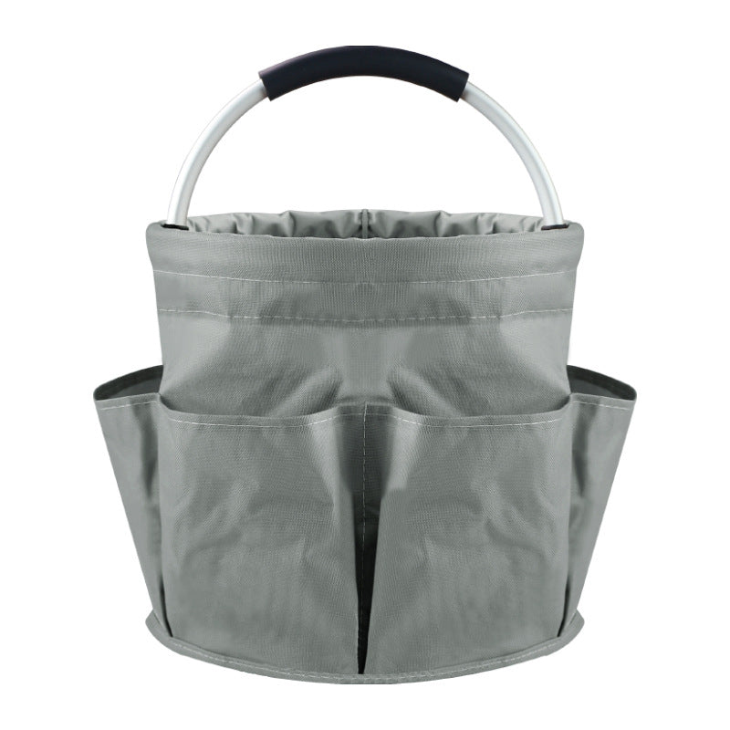 Collapsible Bucket Tote Bag With Side Pockets - DarkGrey