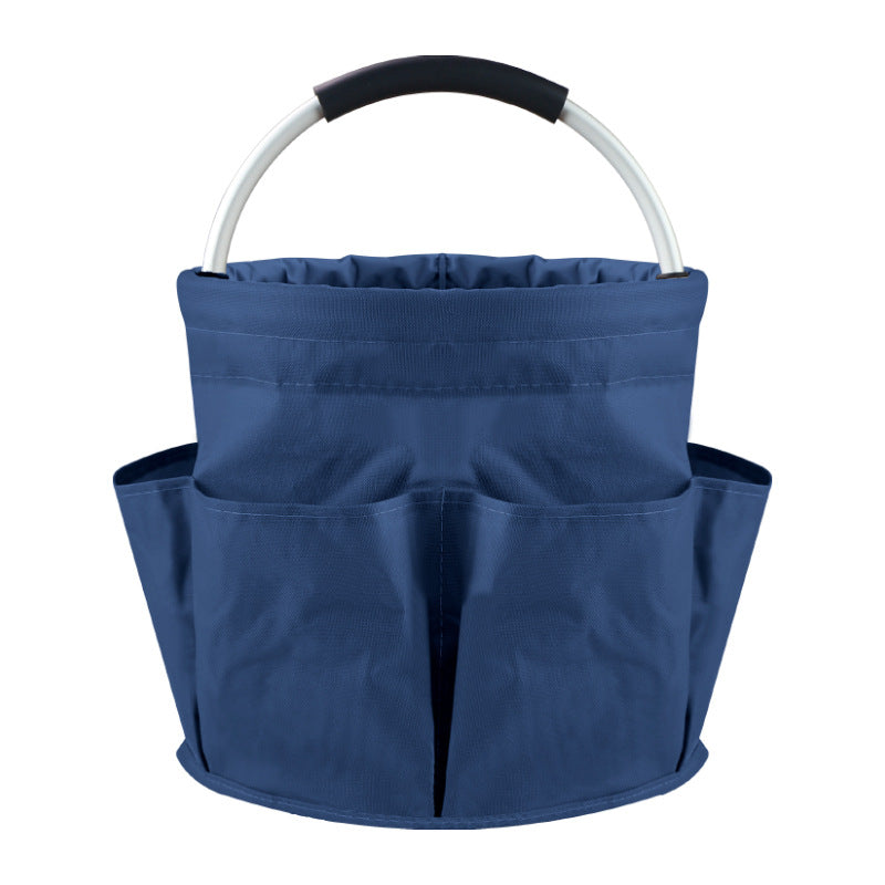 Collapsible Bucket Tote Bag With Side Pockets - Navy