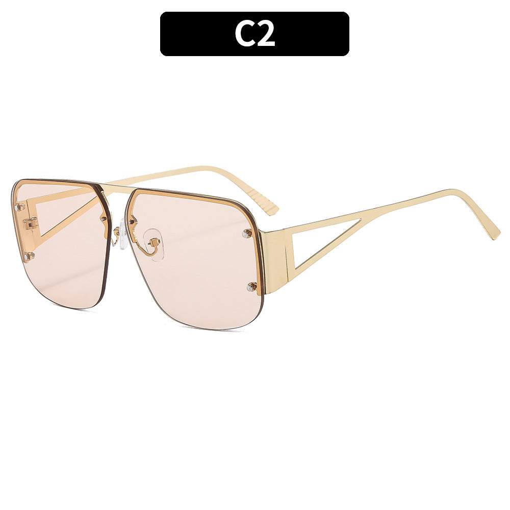 Oversized Square Double Bridge Sunglasses - C2