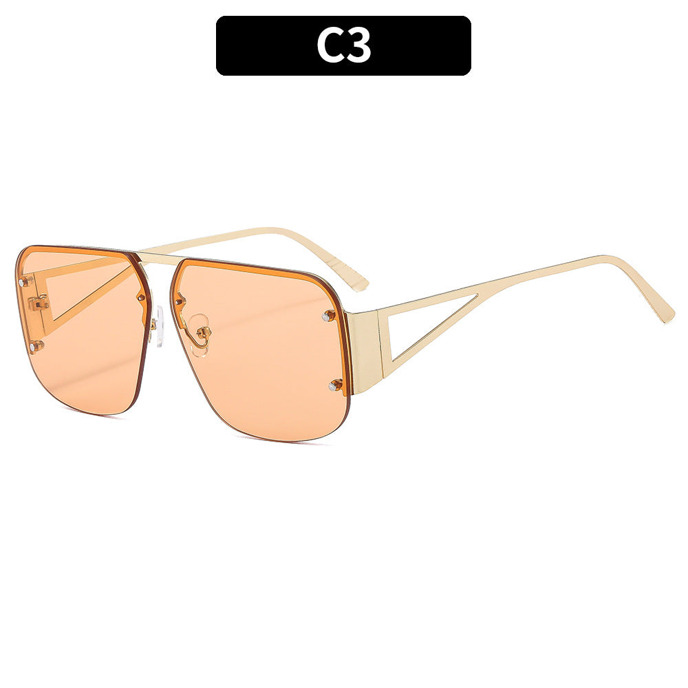 Oversized Square Double Bridge Sunglasses - C3