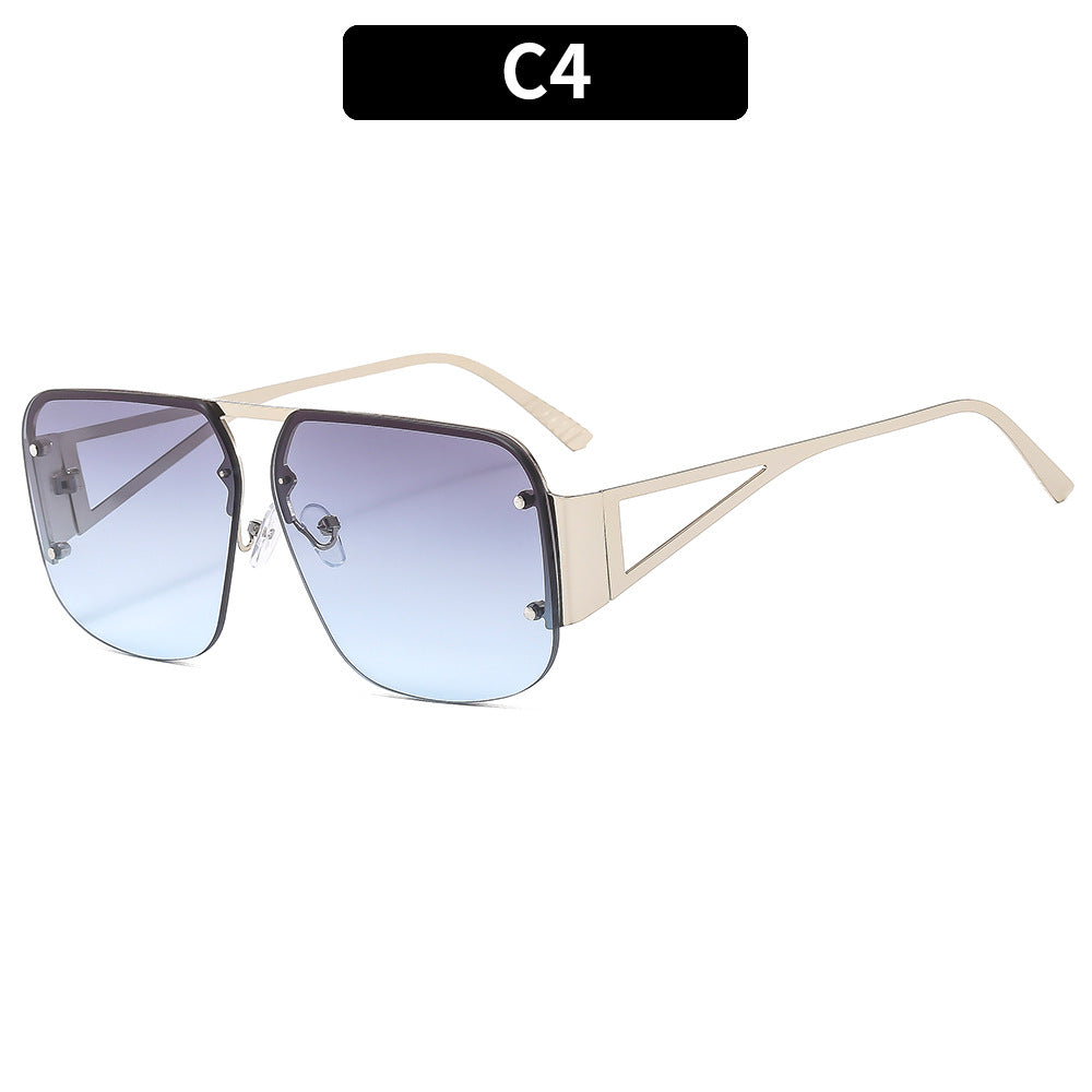 Oversized Square Double Bridge Sunglasses - C4