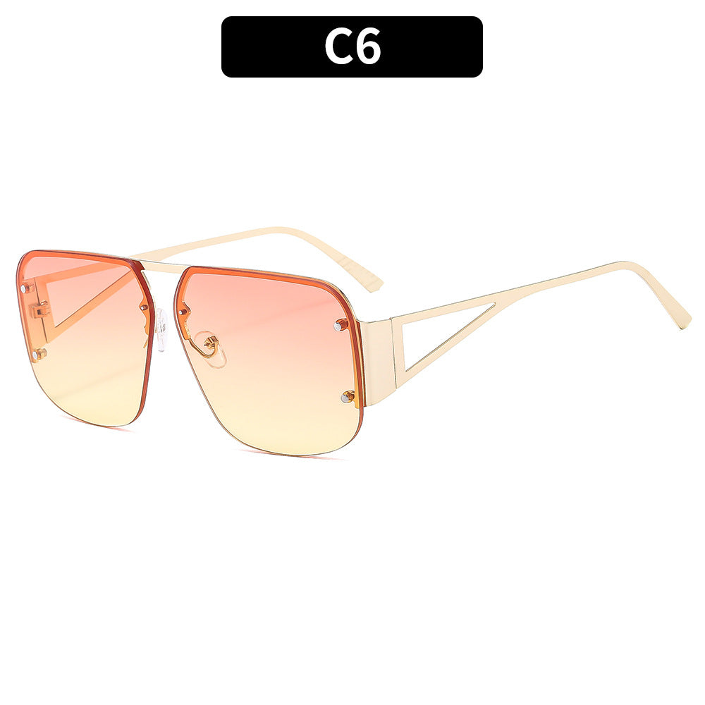 Oversized Square Double Bridge Sunglasses - C6