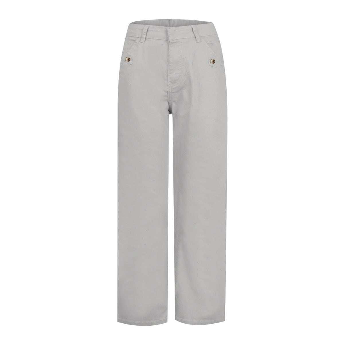 Wide Straight Leg Cotton Jeans Cuffed Hem - Gray