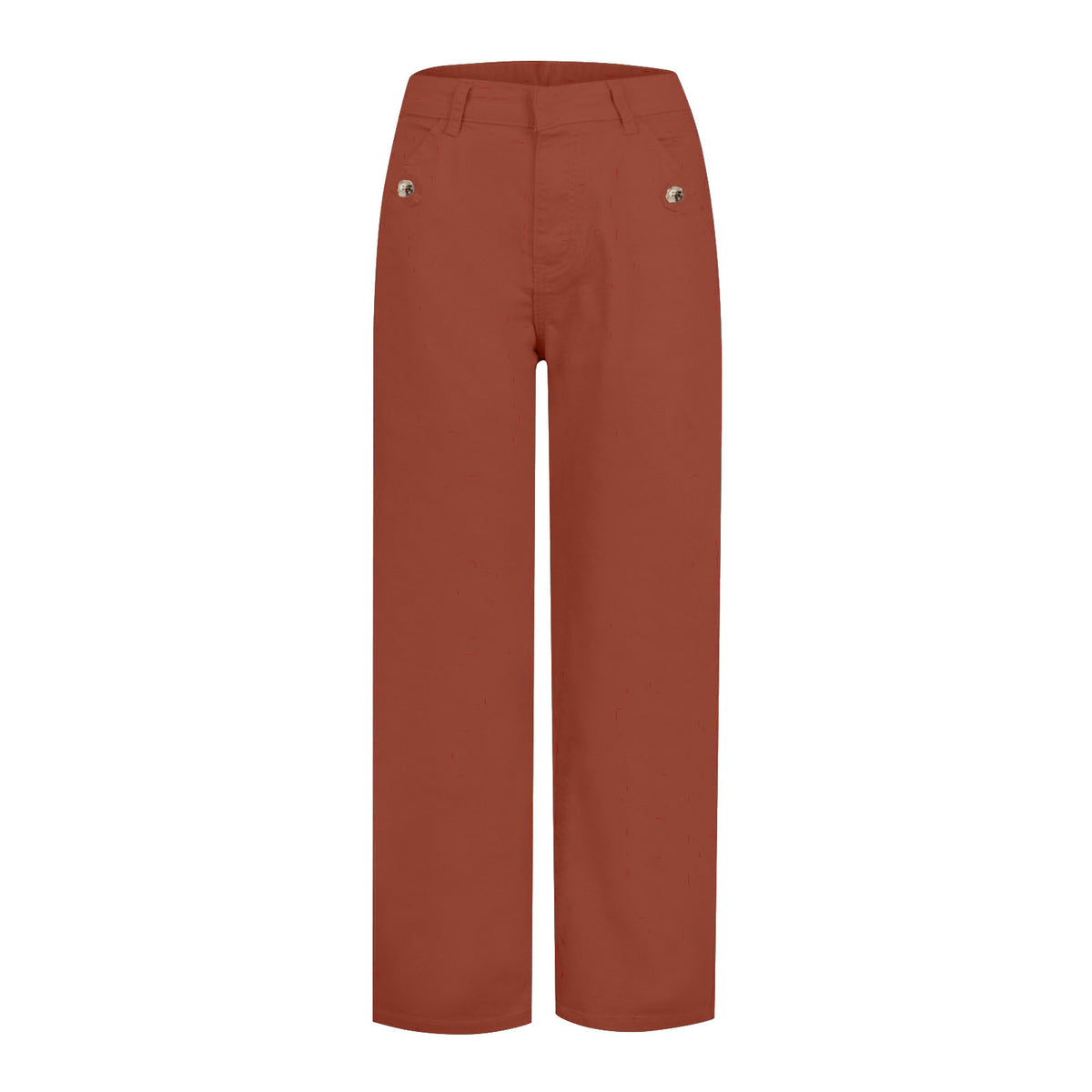 Wide Straight Leg Cotton Jeans Cuffed Hem - Orange