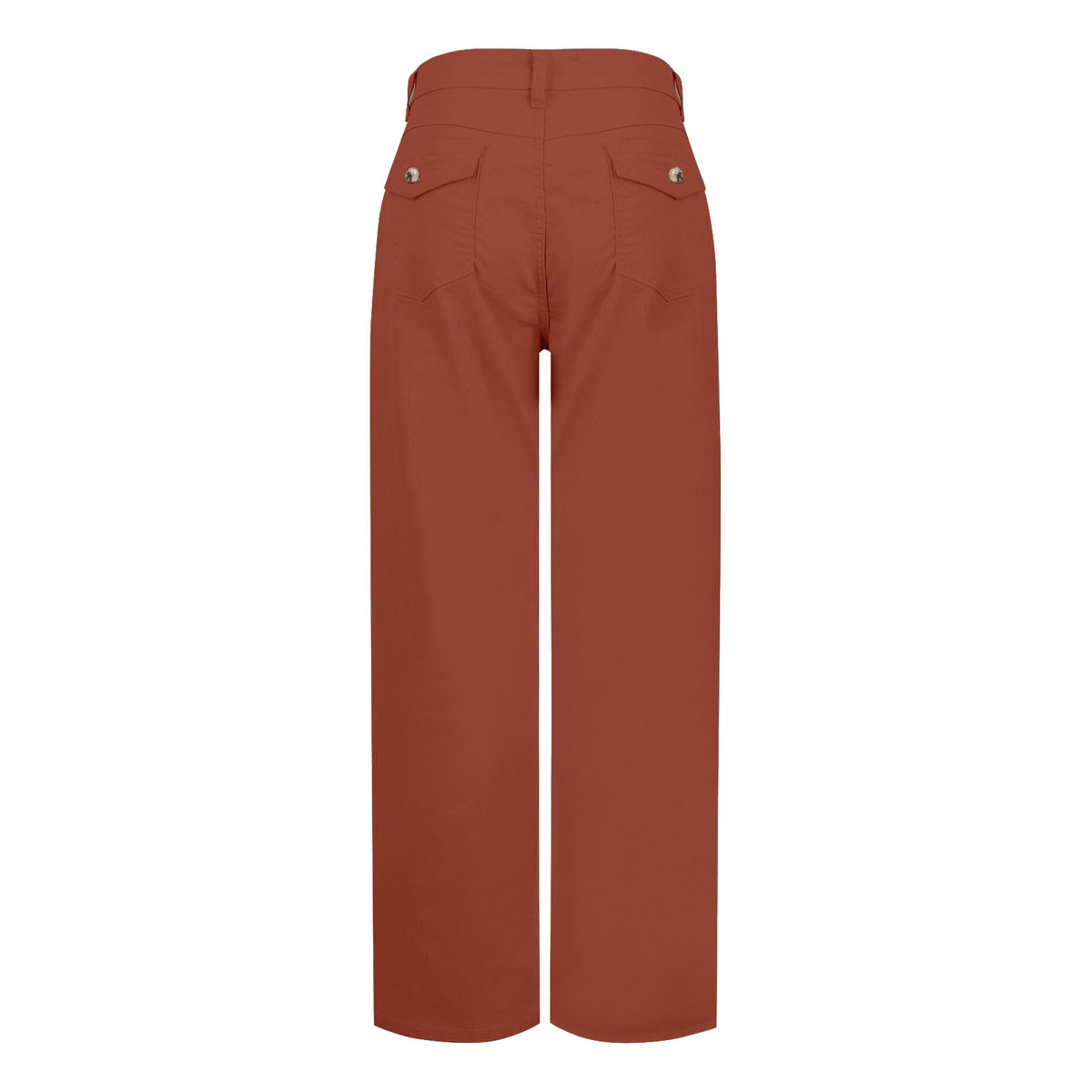 Wide Straight Leg Cotton Jeans Cuffed Hem - Orange - 1