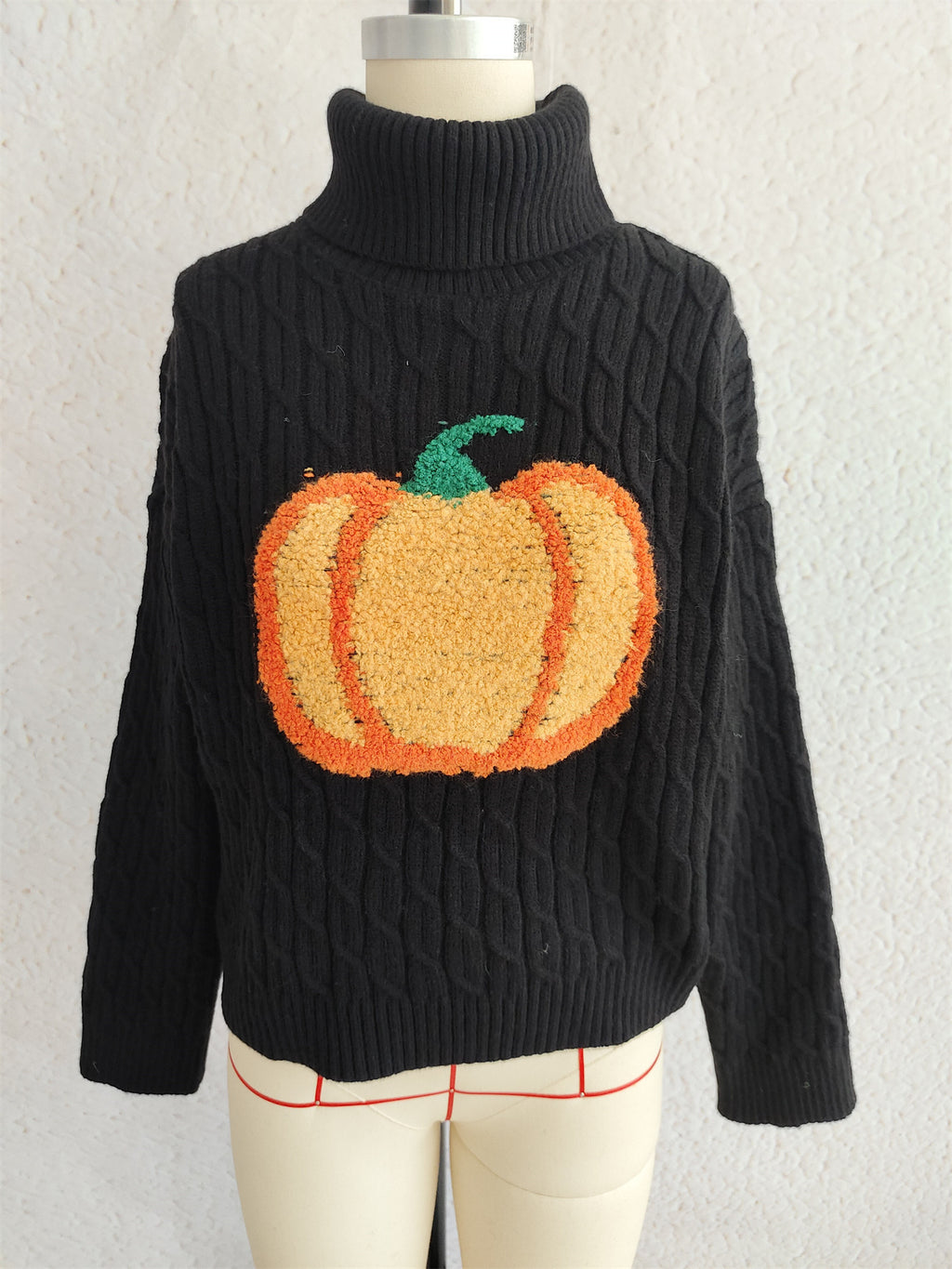Pumpkin Patch Turtleneck Cable Knit Sweater - Black