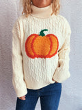 Pumpkin Patch Turtleneck Cable Knit Sweater - White