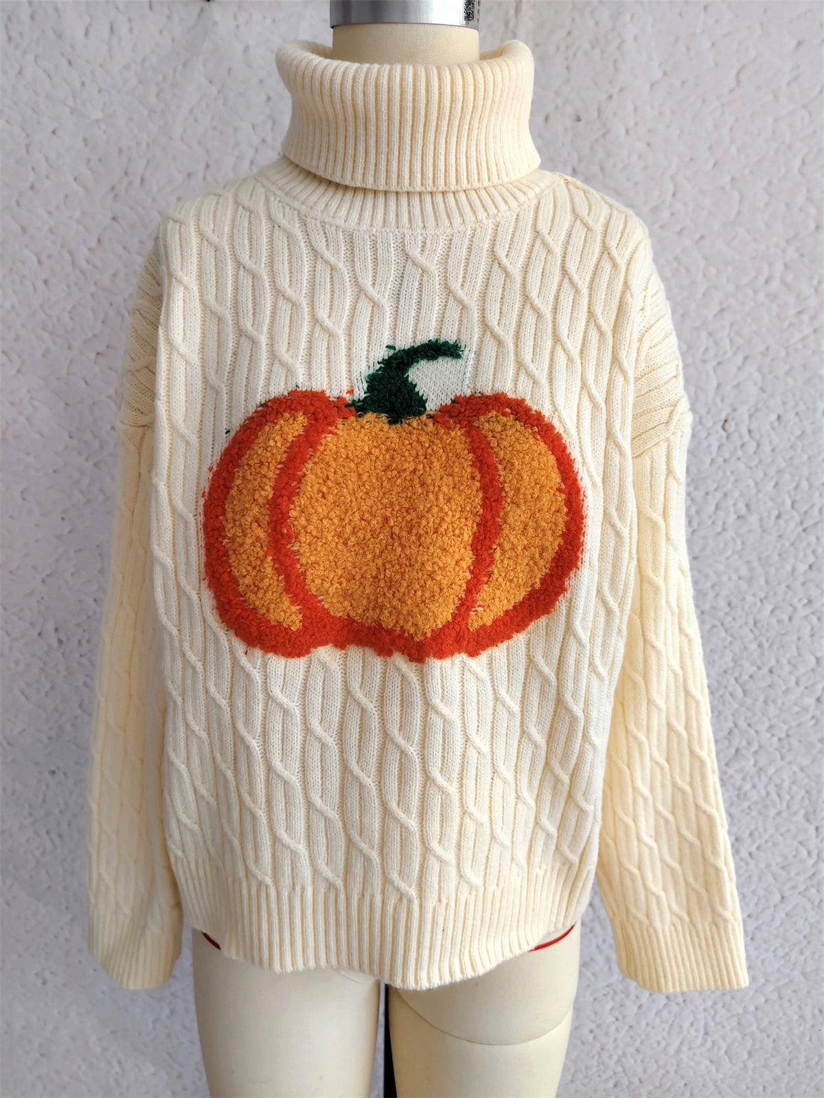 Pumpkin Patch Turtleneck Cable Knit Sweater - White - 1