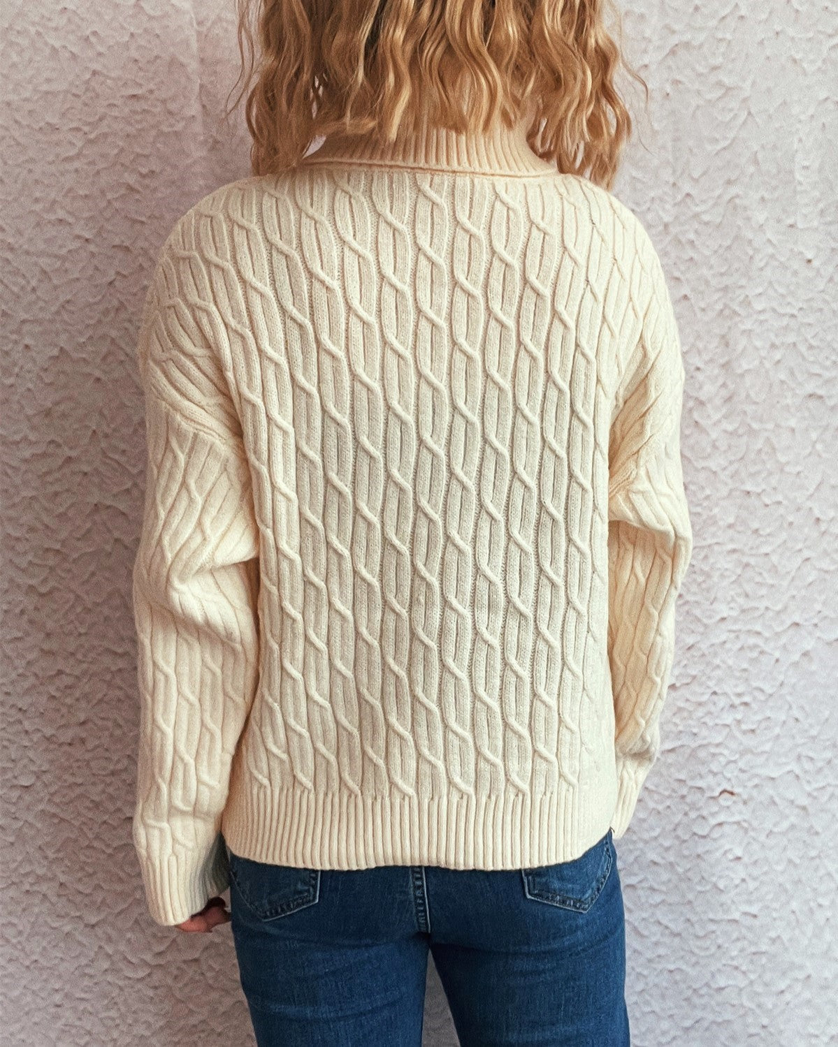 Pumpkin Patch Turtleneck Cable Knit Sweater - White - 3