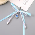 Ribbon Bow Teardrop Gem Keychain - C4