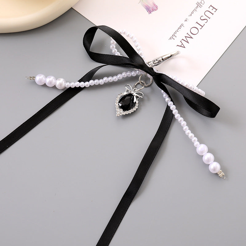 Ribbon Bow Teardrop Gem Keychain - C6