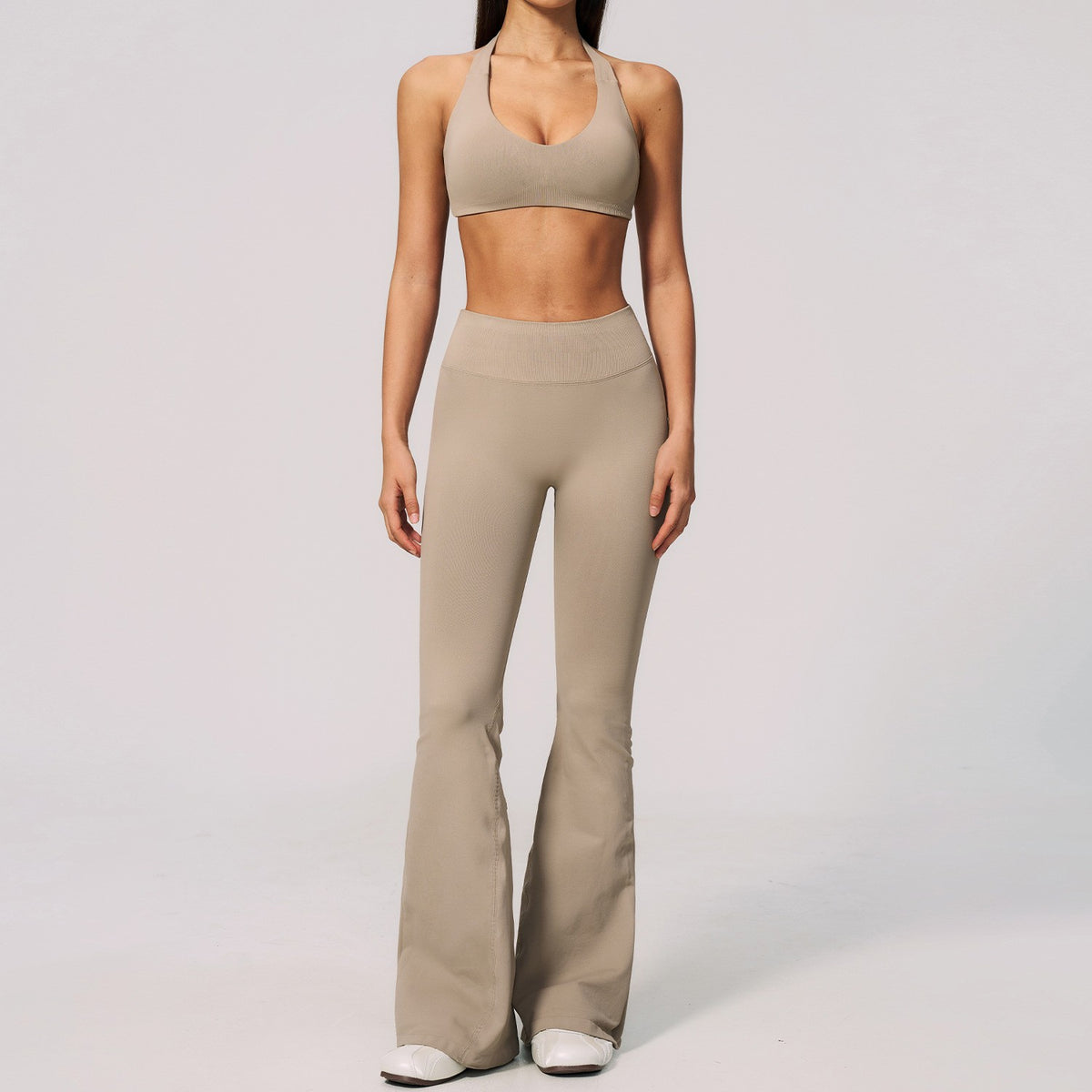 Seamless Halter Bra and High Waist Flare Yoga Set
