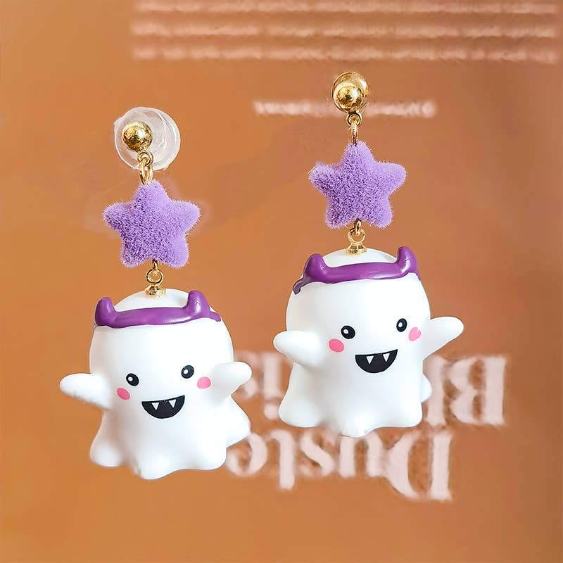 Witch Hat Ghost Star Drop Earrings