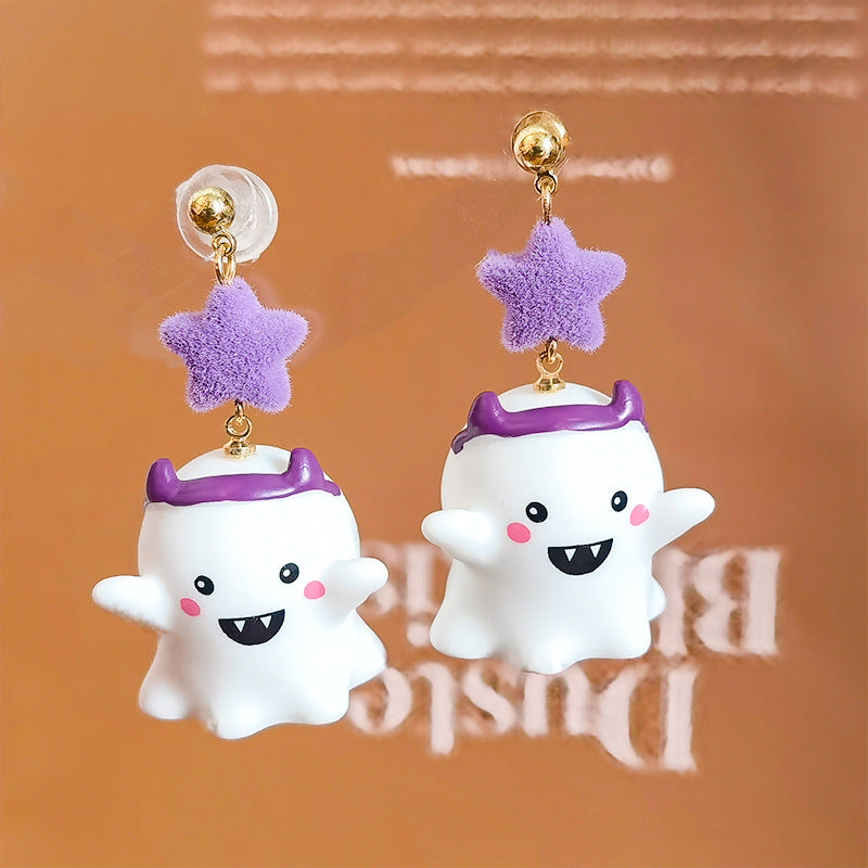 Witch Hat Ghost Star Drop Earrings - view 1