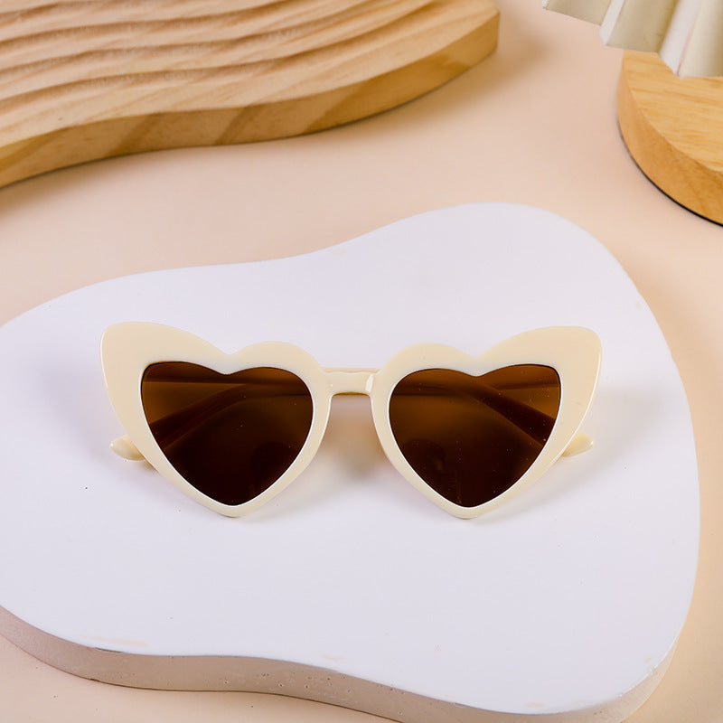 Heart Frame Sunglasses For Little Kids - Beige