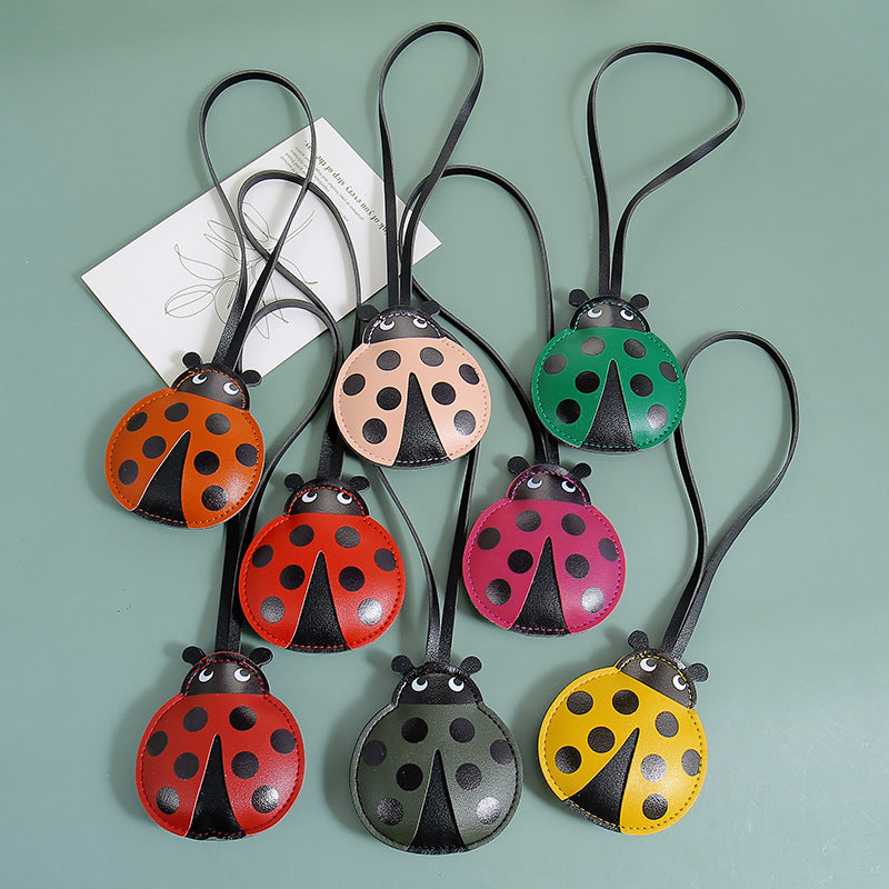 Ladybug Charm Pendant With Leather Loop