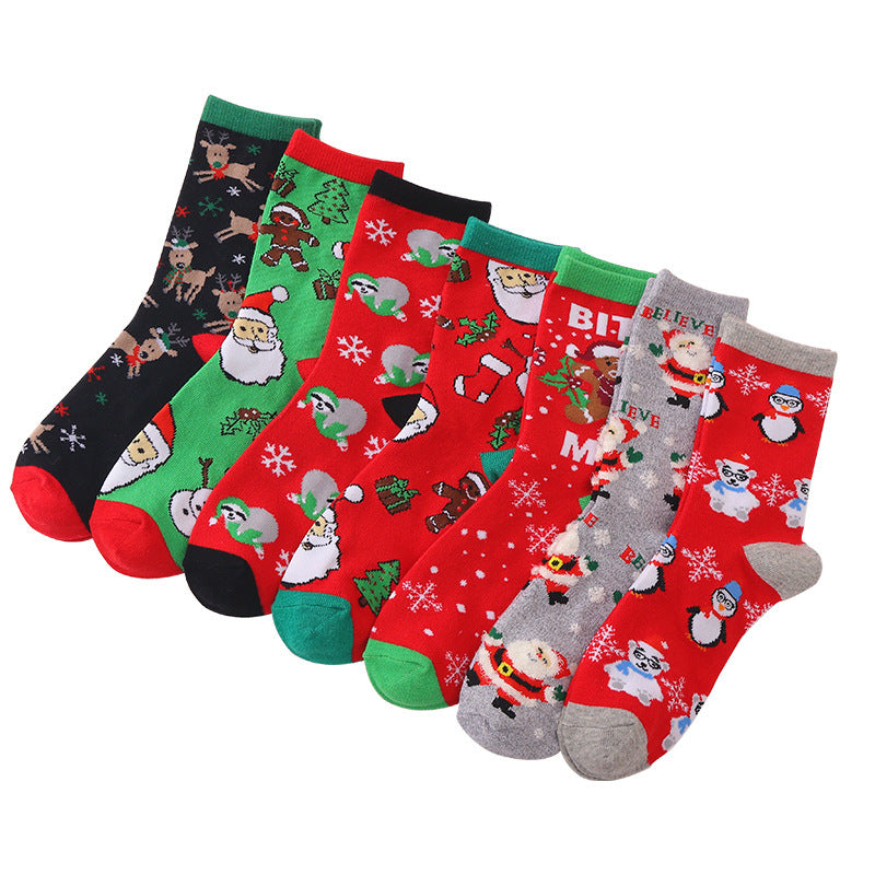 Festive Jacquard Cotton Crew Socks - Color_3