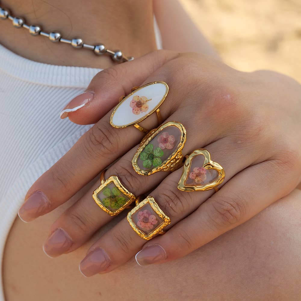 Dried Blossom Clover Open Ring
