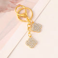 Rhinestone Clover Charm Keychain - Gold