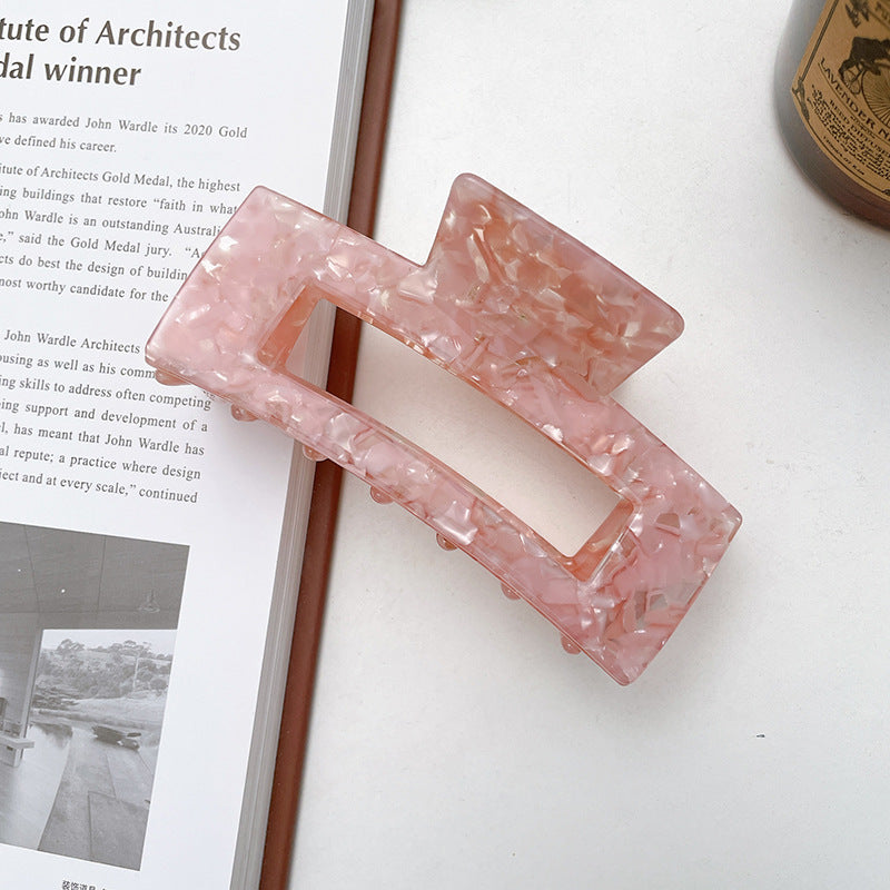 Marbled Acetate Oversized Rectangle Claw Clip - Color_04