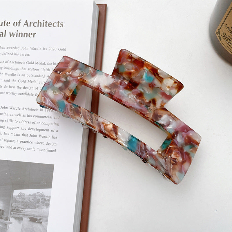 Marbled Acetate Oversized Rectangle Claw Clip - Color_05