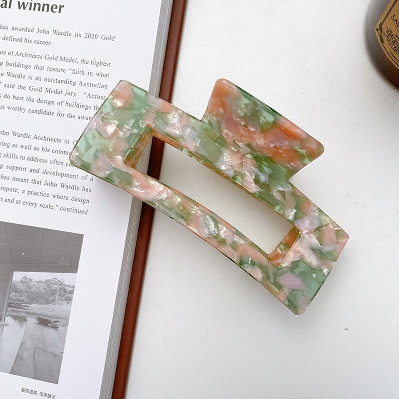 Marbled Acetate Oversized Rectangle Claw Clip - Color_08