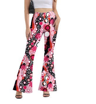 Vintage Print High Waist Flare Pants - Color_03