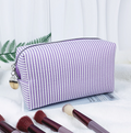 Seersucker Stripe Boxy Travel Cosmetic Bag - Purple