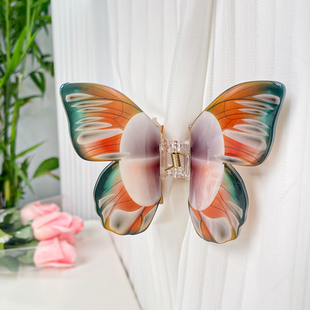 Realistic Butterfly Wing Claw Clip - Orange