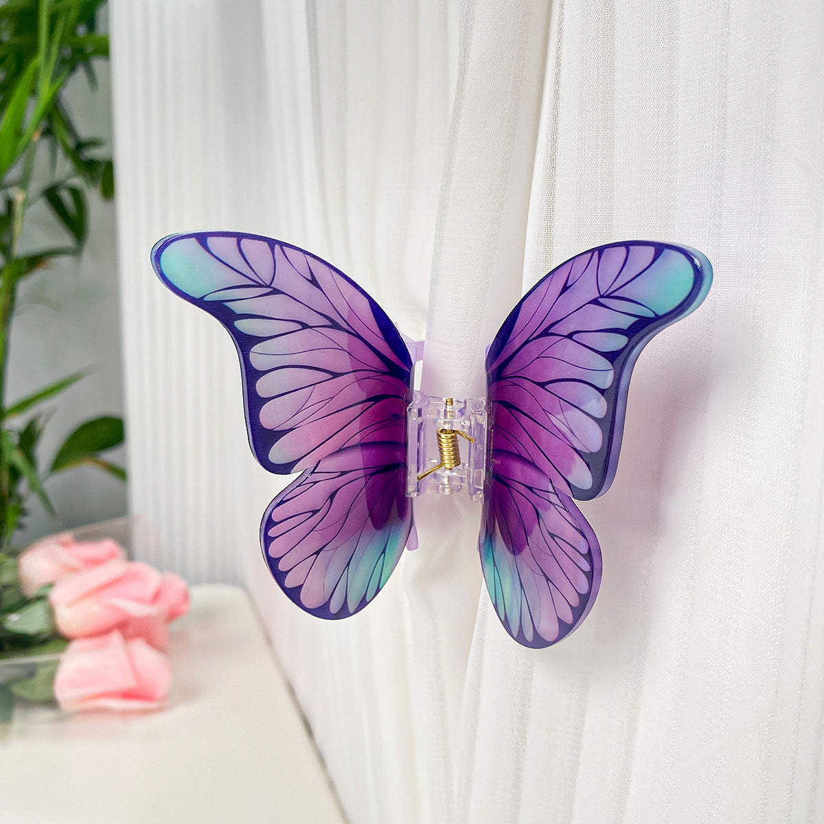 Realistic Butterfly Wing Claw Clip - Purple