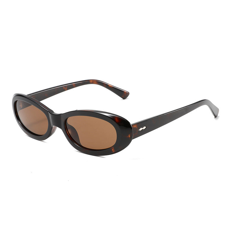 Chunky Oval Cat Eye Retro Sunglasses - Coffee