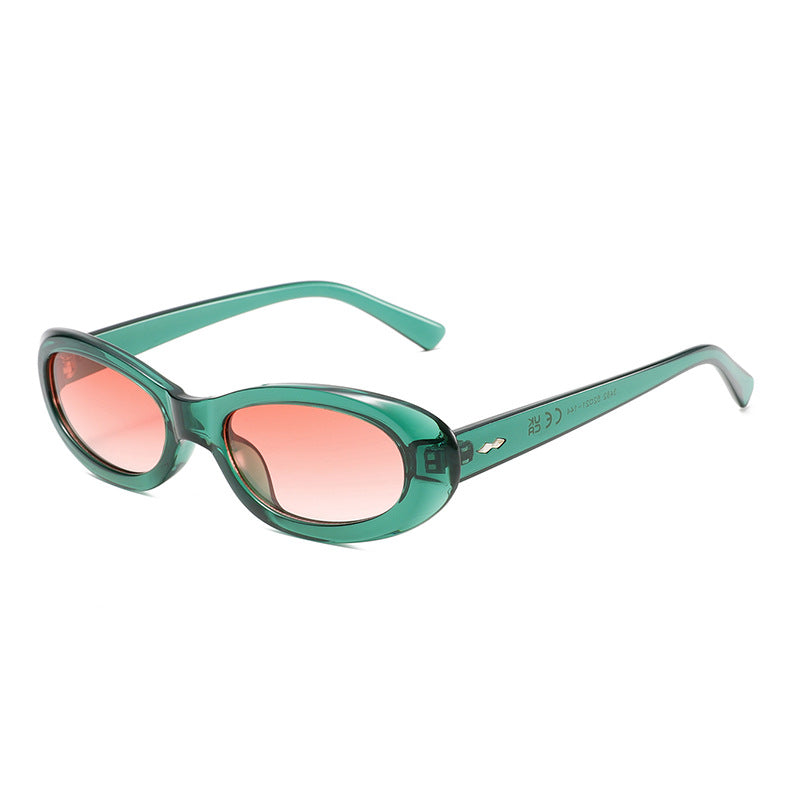 Chunky Oval Cat Eye Retro Sunglasses - Green