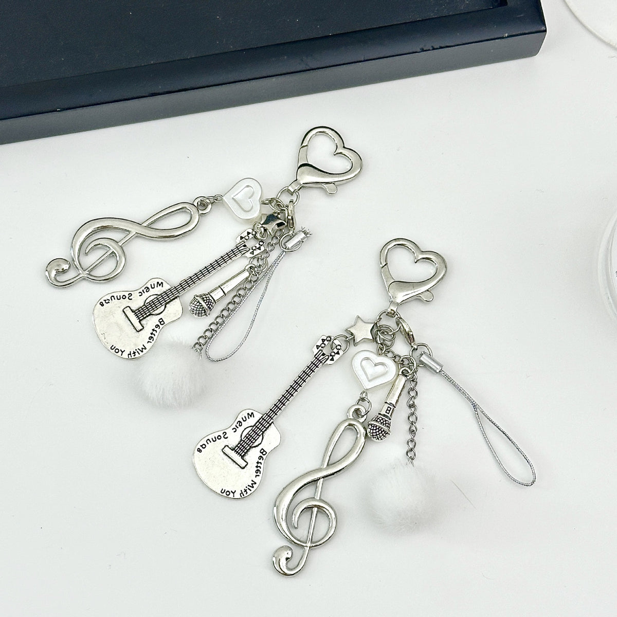 Music Lover Charm Keychain - Silvery - 1
