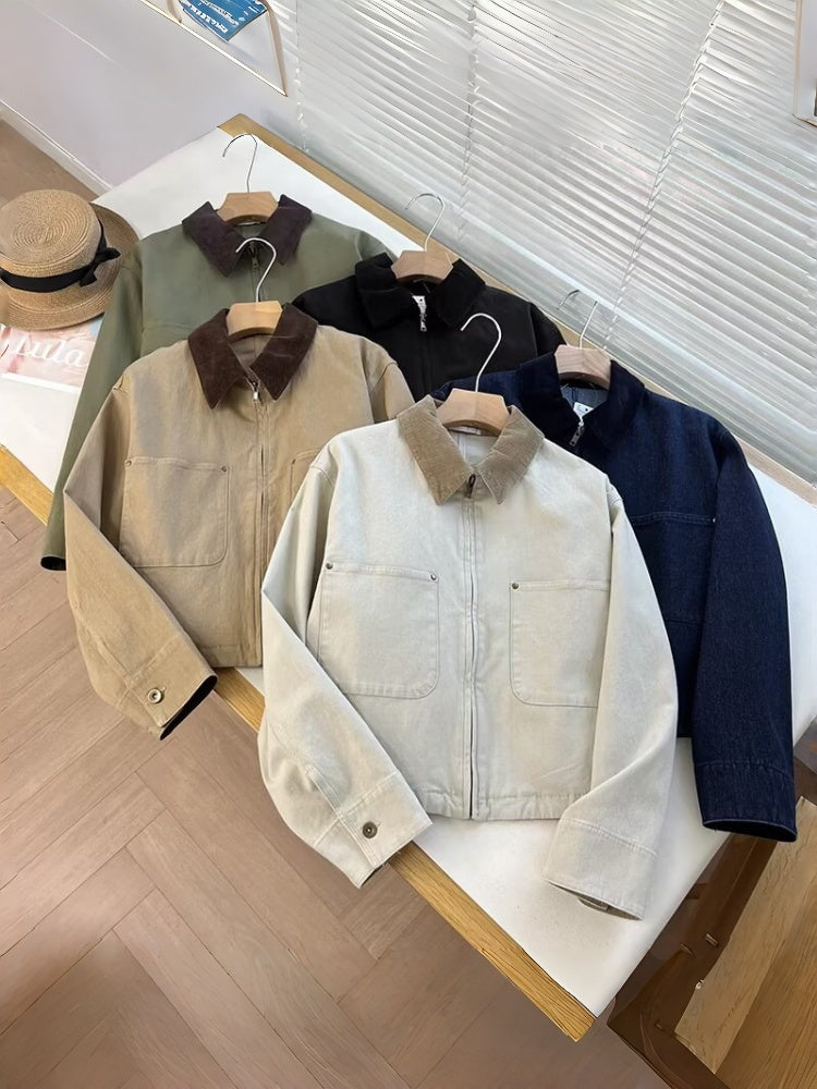 Cropped Corduroy Collar Barn Jacket - view 1