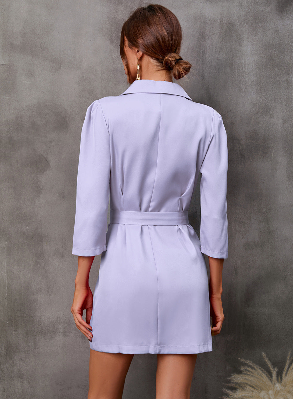 Double Breasted Belted Blazer Mini Dress - Purple - 2