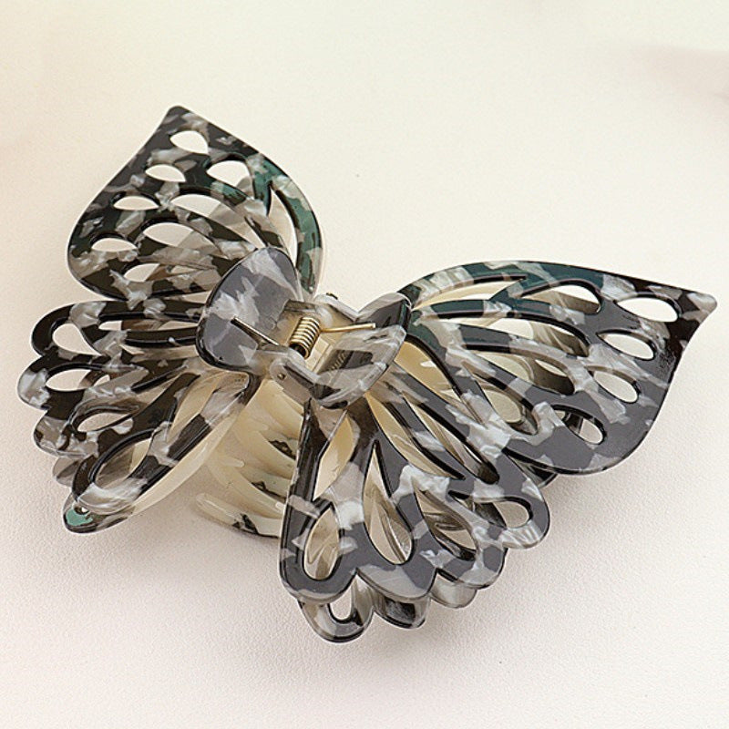 Marbled Butterfly Wing Hair Claw Clip - Black
