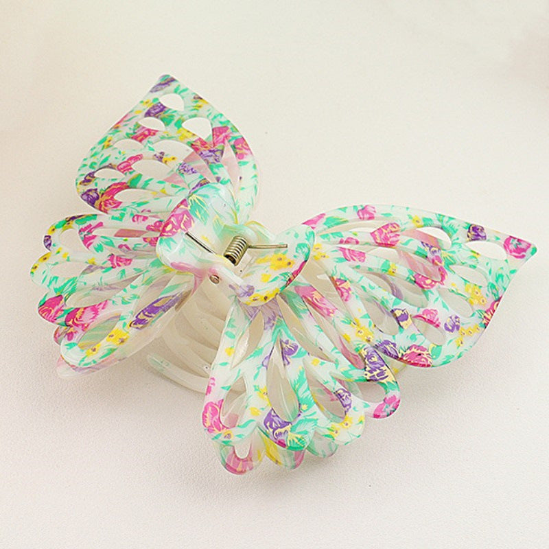 Marbled Butterfly Wing Hair Claw Clip - Green