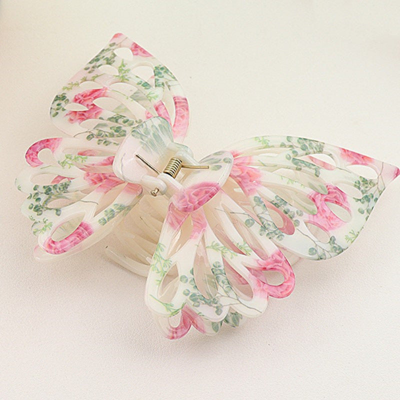 Marbled Butterfly Wing Hair Claw Clip - PinkGreen
