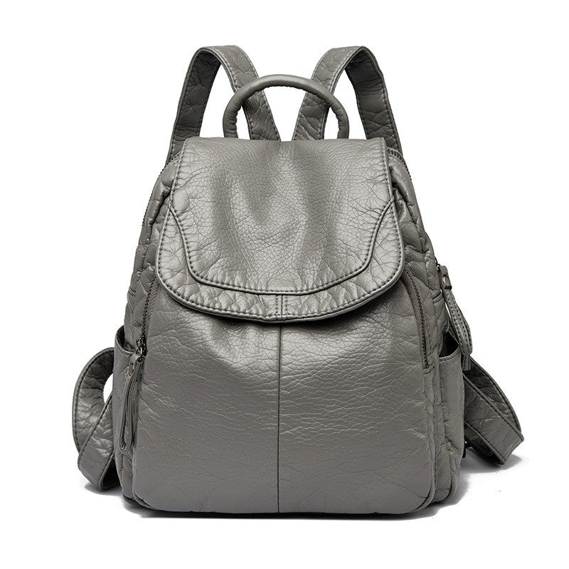 Soft Washed Faux Leather Flap Backpack