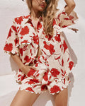 Poppy Floral Scalloped Shirt and Shorts Set - Floral